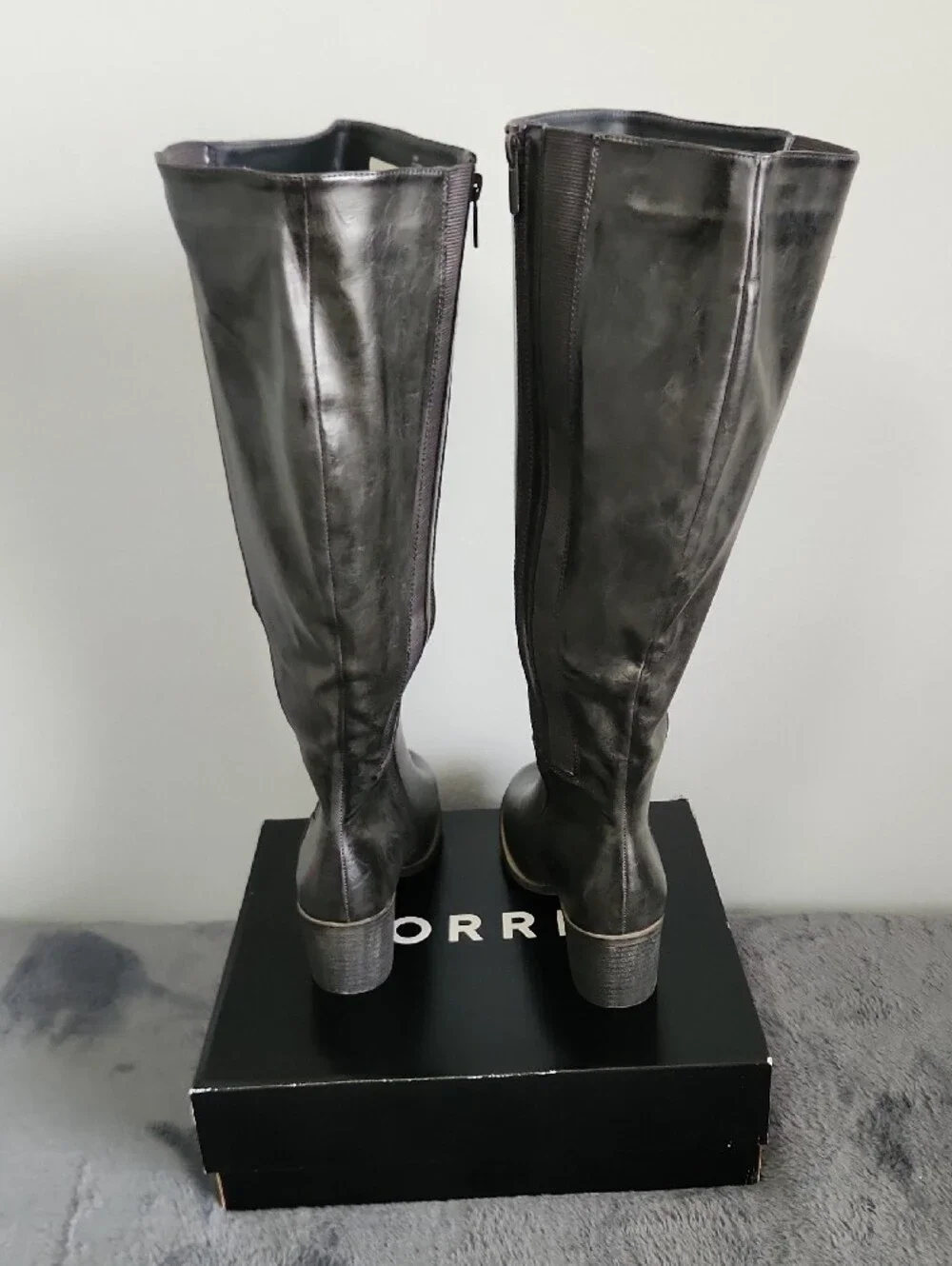 Classic Gray Knee-High Chelsea Boots